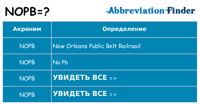 Что означает аббревиатура nopb