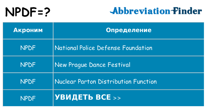 Что означает аббревиатура npdf