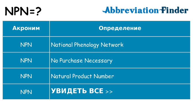 Что означает аббревиатура npn
