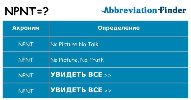 Что означает аббревиатура npnt