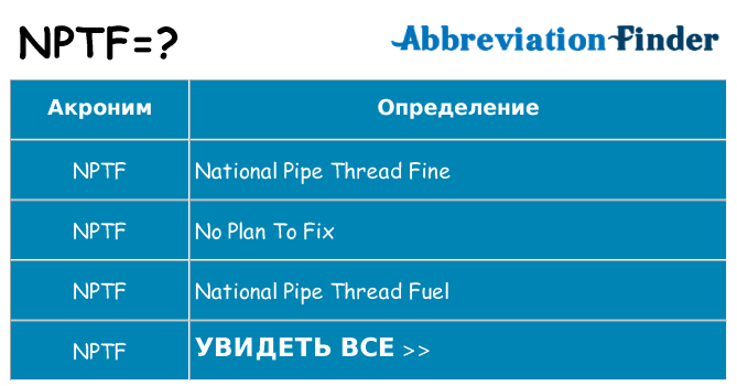 Что означает аббревиатура nptf