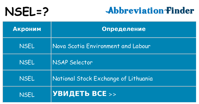Что означает аббревиатура nsel