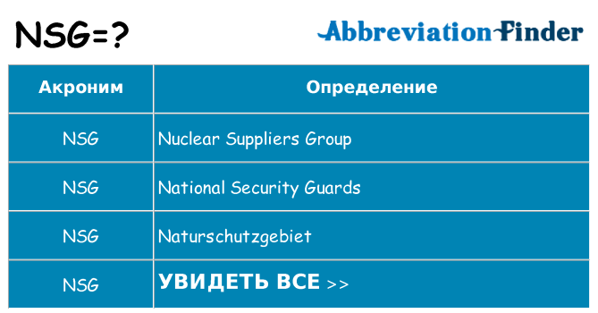 Что означает аббревиатура nsg