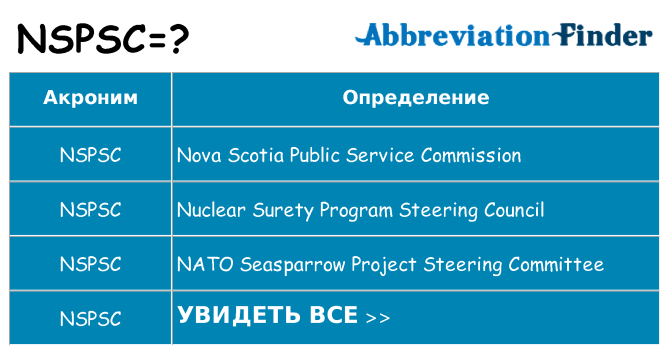 Что означает аббревиатура nspsc