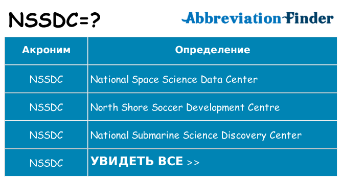 Что означает аббревиатура nssdc