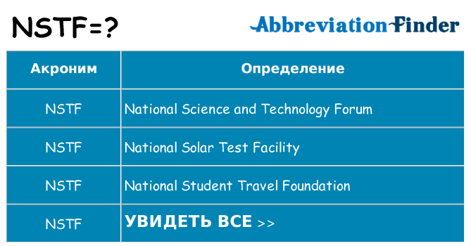 Что означает аббревиатура nstf