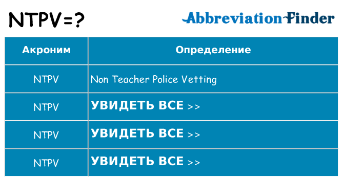 Что означает аббревиатура ntpv