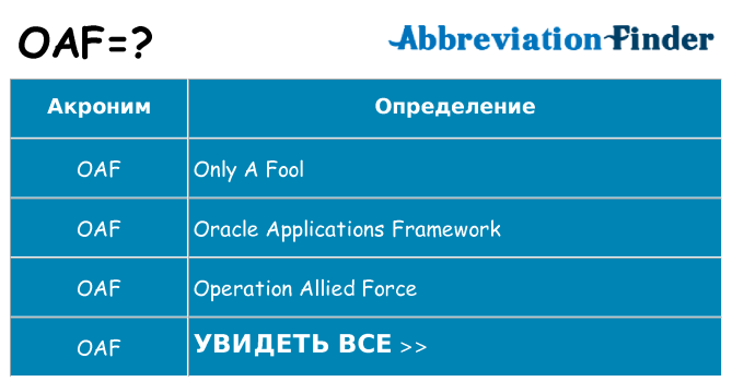 Что означает аббревиатура oaf
