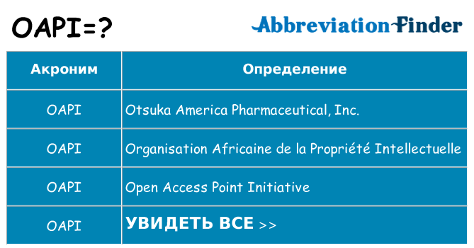 Что означает аббревиатура oapi
