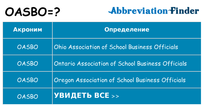 Что означает аббревиатура oasbo