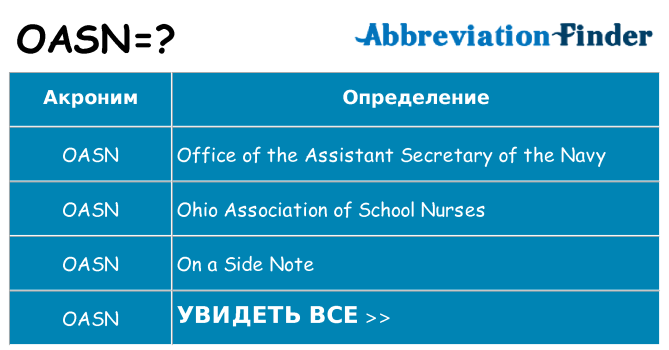 Что означает аббревиатура oasn