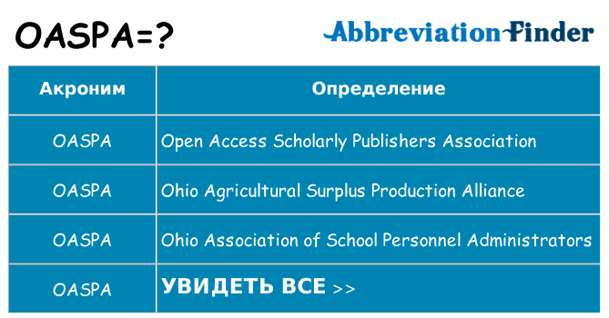 Что означает аббревиатура oaspa