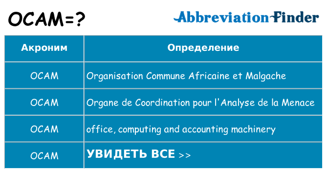 Что означает аббревиатура ocam
