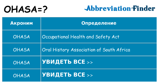Что означает аббревиатура ohasa
