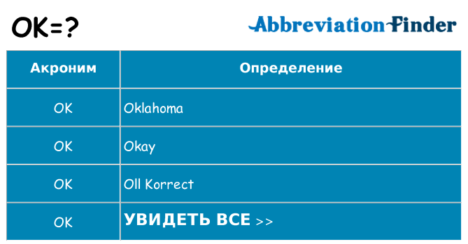 Что означает аббревиатура ok