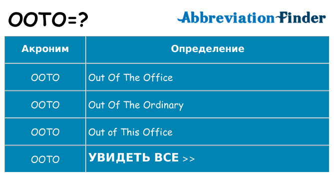 Что означает аббревиатура ooto
