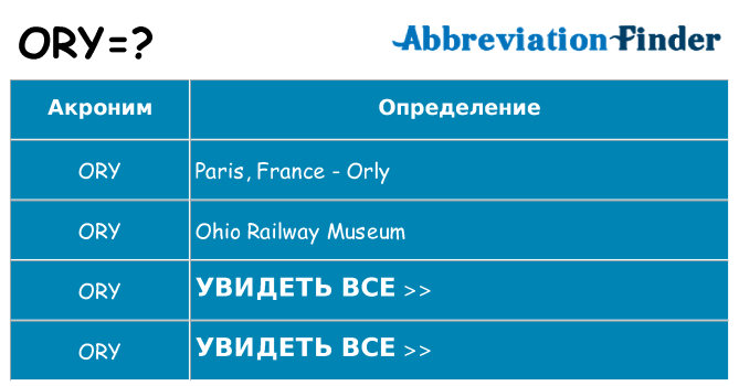 Что означает аббревиатура ory