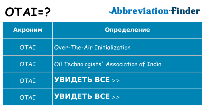 Что означает аббревиатура otai