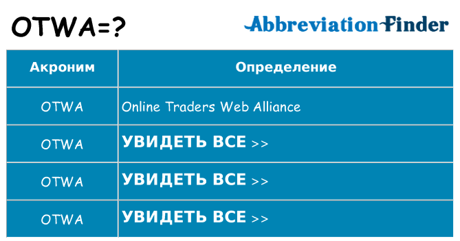 Что означает аббревиатура otwa
