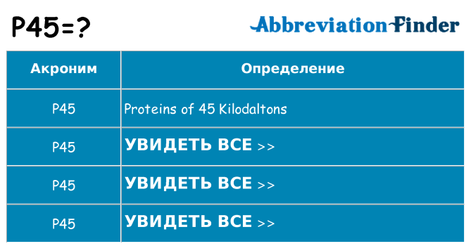 Что означает аббревиатура p45
