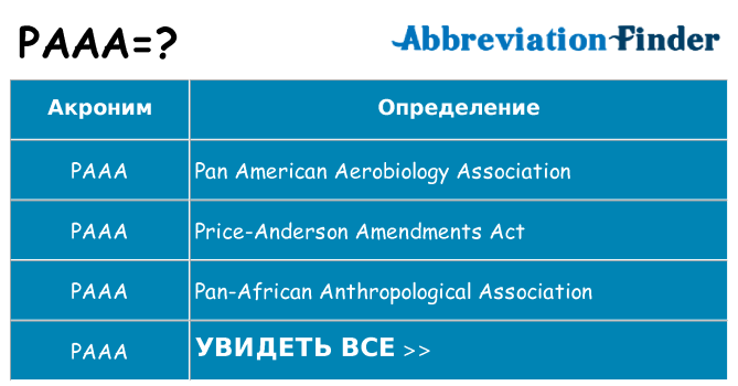 Что означает аббревиатура paaa