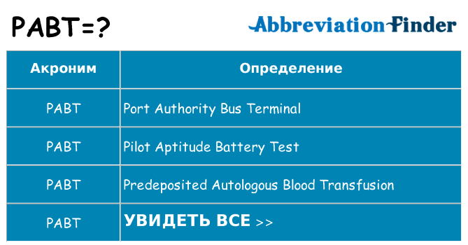 Что означает аббревиатура pabt