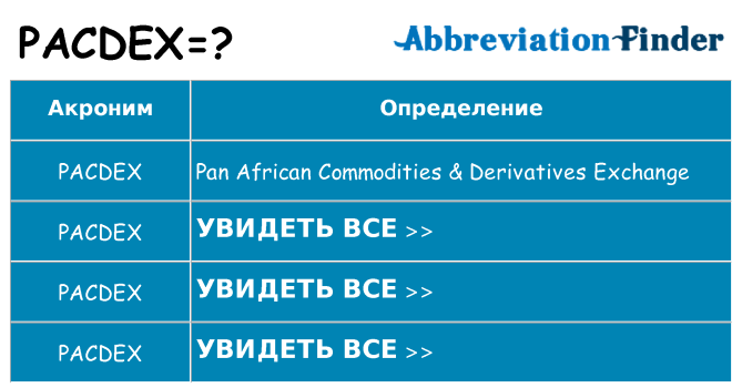 Что означает аббревиатура pacdex