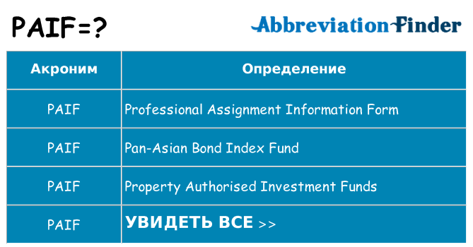 Что означает аббревиатура paif