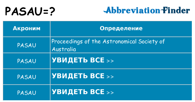 Что означает аббревиатура pasau