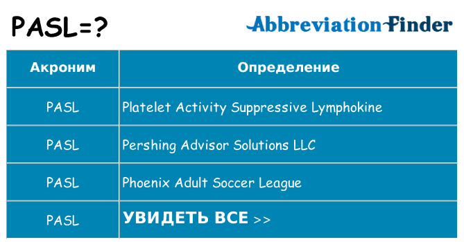 Что означает аббревиатура pasl