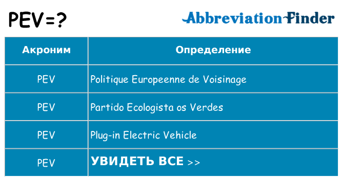 Что означает аббревиатура pev