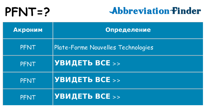 Что означает аббревиатура pfnt