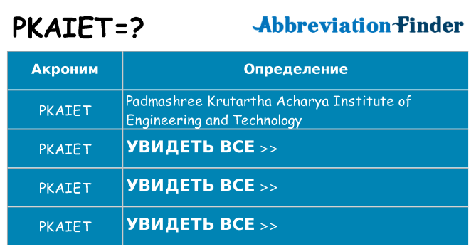 Что означает аббревиатура pkaiet