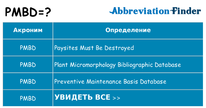 Что означает аббревиатура pmbd
