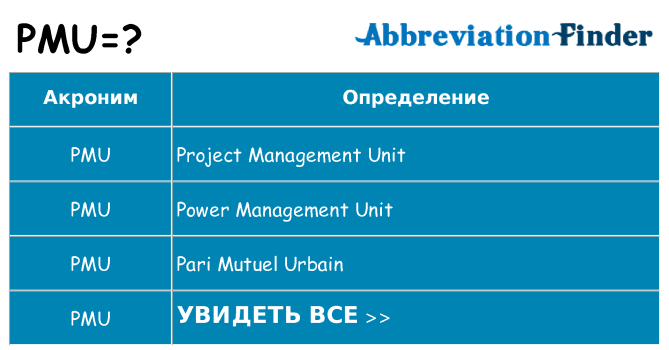 Что означает аббревиатура pmu