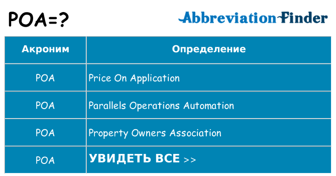 Что означает аббревиатура poa