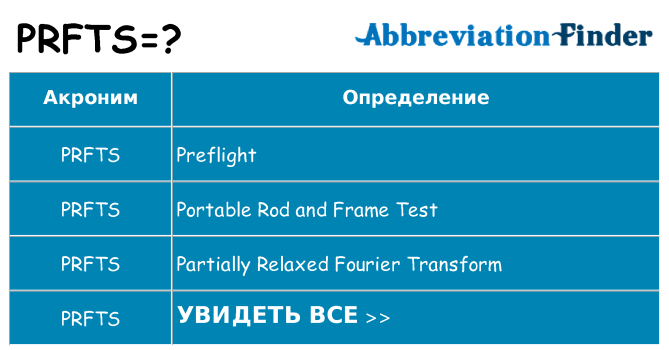 Что означает аббревиатура prfts