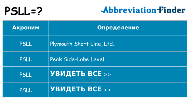 Что означает аббревиатура psll