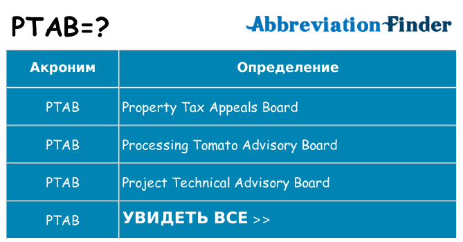 Что означает аббревиатура ptab