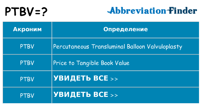 Что означает аббревиатура ptbv