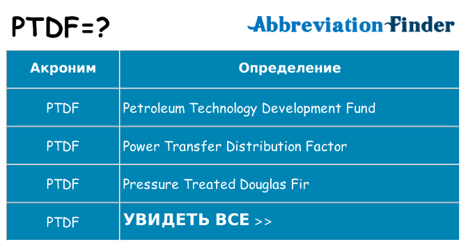 Что означает аббревиатура ptdf