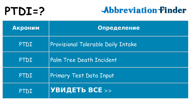 Что означает аббревиатура ptdi