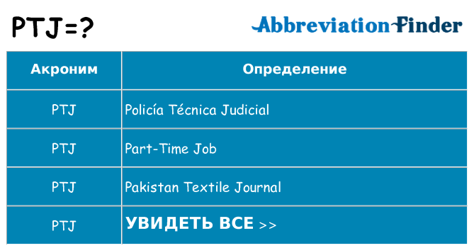 Что означает аббревиатура ptj
