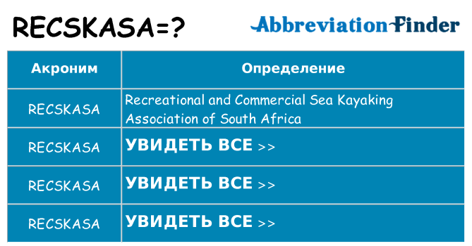Что означает аббревиатура recskasa