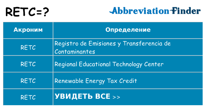 Что означает аббревиатура retc