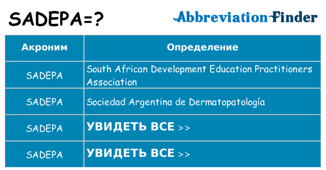Что означает аббревиатура sadepa