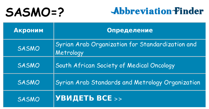 Что означает аббревиатура sasmo