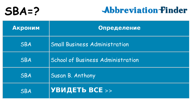 Что означает аббревиатура sba