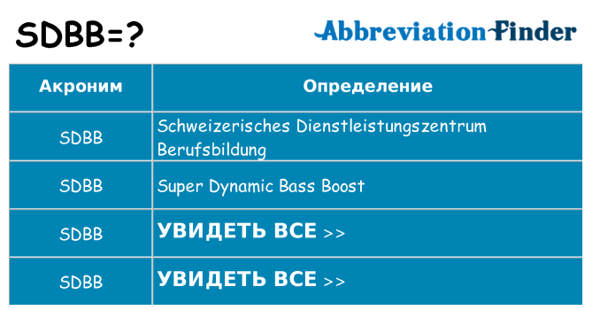 Что означает аббревиатура sdbb