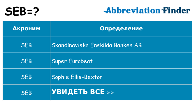 Что означает аббревиатура seb